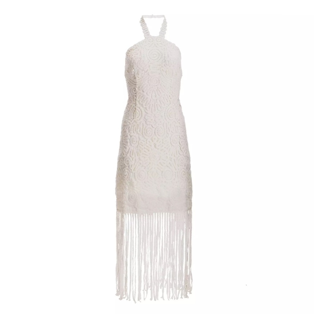 Boston Proper Crochet Fringe Halter Dress - Picture 3 of 11